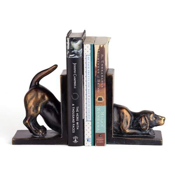 Quirky Dog Bookends Solid Oak Bookstop 