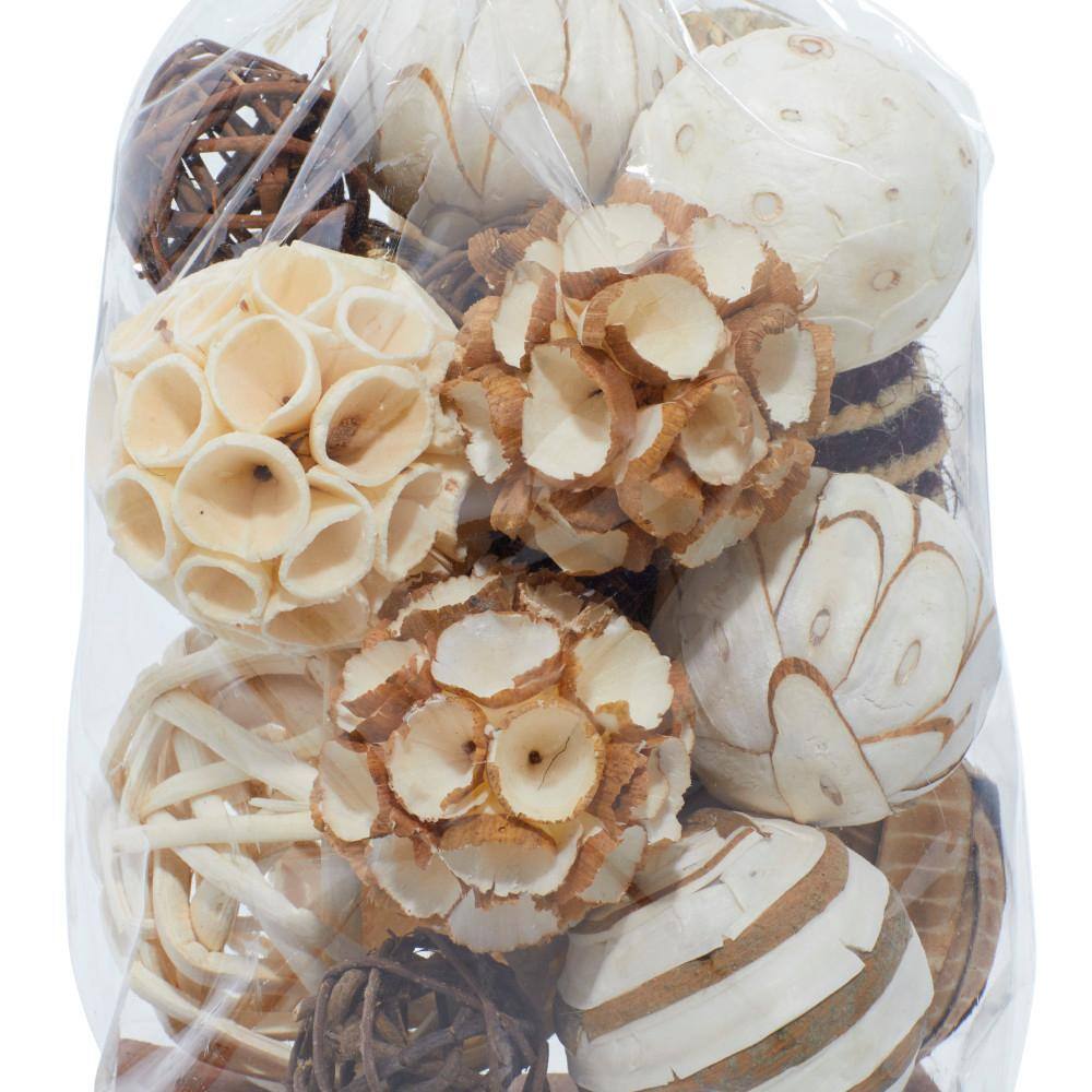 DecMode Gray 6" Handmade Dried Plant Orbs & Vase Filler with Varying Designs (3 Count)