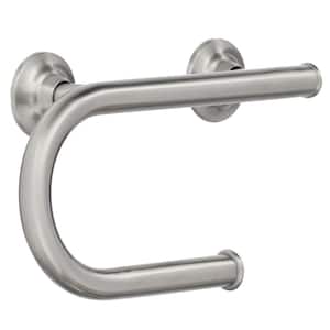 Home Care 12 in. x 1 in. Screw Grab Bar with Integrated Paper Holder in Brushed Nickel
