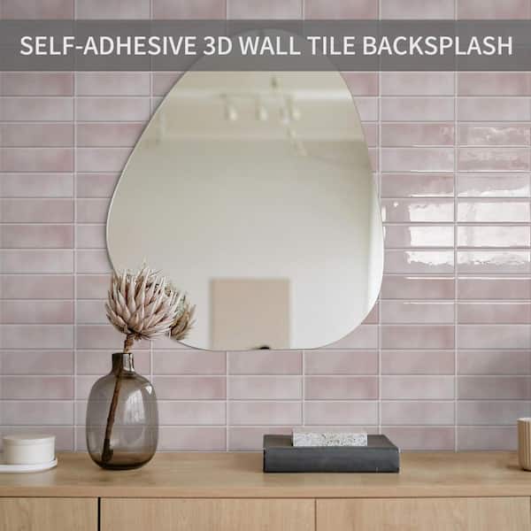 Pink 12 in. x 12 in. Vinyl Peel and Stick Backsplash Tile 10-Pack