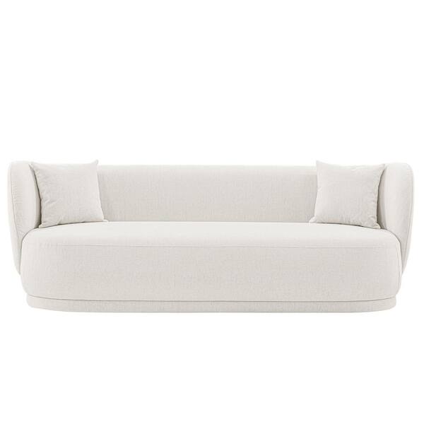 Manhattan Comfort Contemporary Siri Linen 92.52 Sofa with Pillows in Cream Manhattan Comfort Contemporary Siri Linen 92.52 Sofa with Pillows in Cream