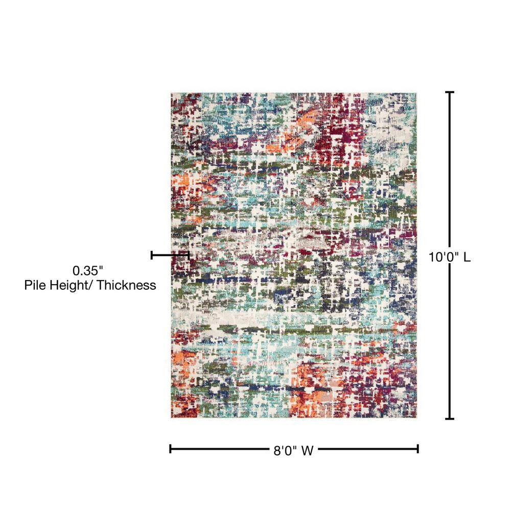Metro-Mod Chic Blue/Green 8' x 10' Synthetic Easy-Care Area Rug