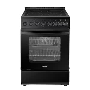24 in. 4 Element Freestanding Single Oven Electric Range with True Convection, Timer and Rotisserie, Black