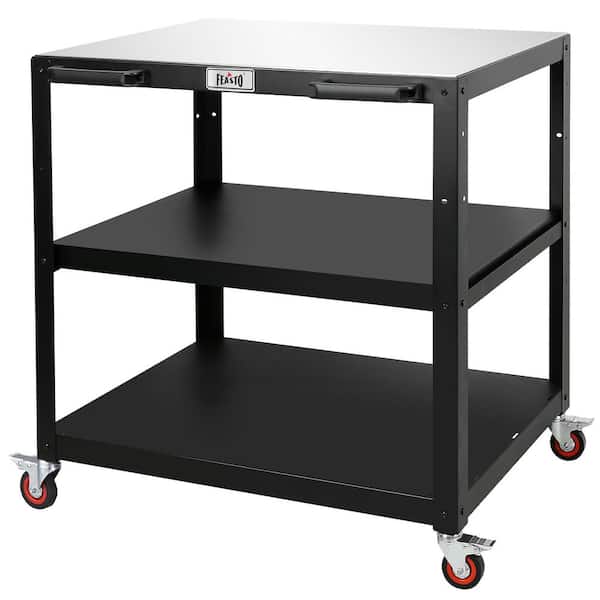 35 in. 3-Shelf 304 Stainless Steel Modular Outdoor Kitchen Food Prep Table Grill Cart