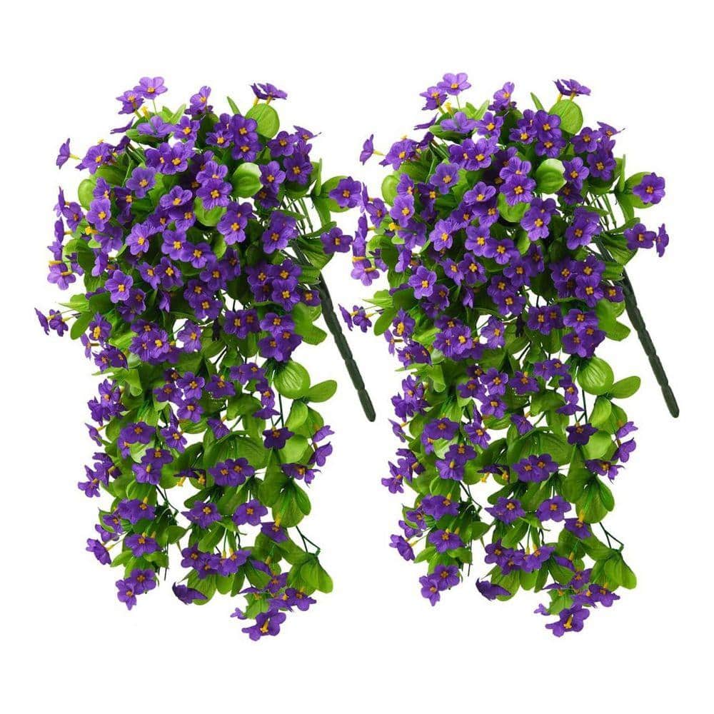 UUDULY 13.39 in. Purple Family Artificial Hangin.g Violet Ivy