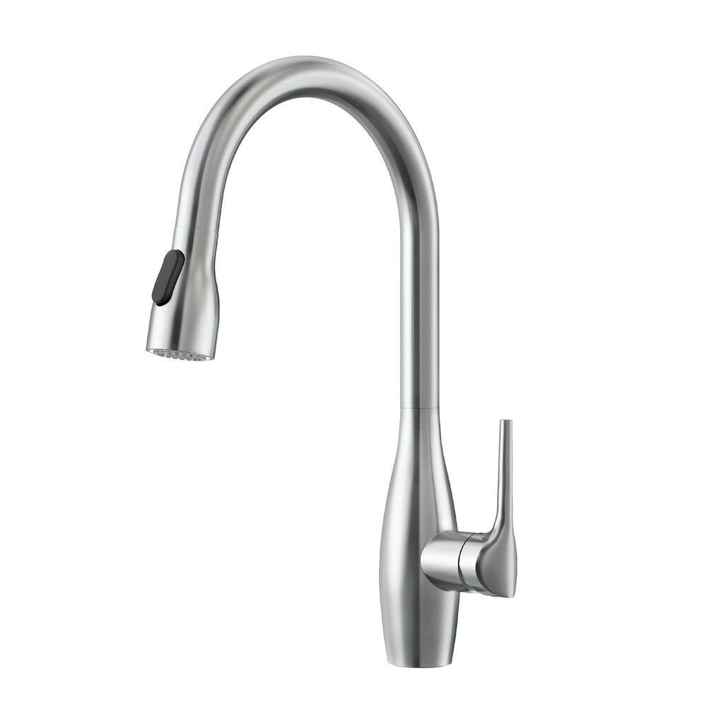 Single Handle 16.6 in. H Pull Down Sprayer Kitchen Faucet with 2-Function 360° Swivel Spout in Brushed Nickel price history on PriceWatchPro