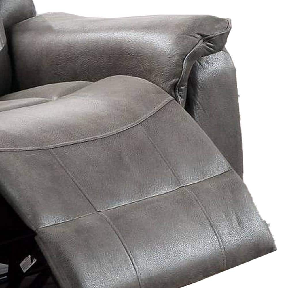 Luxurious Gray Fabric Manual Recliner Chair with Pillow Top Arms