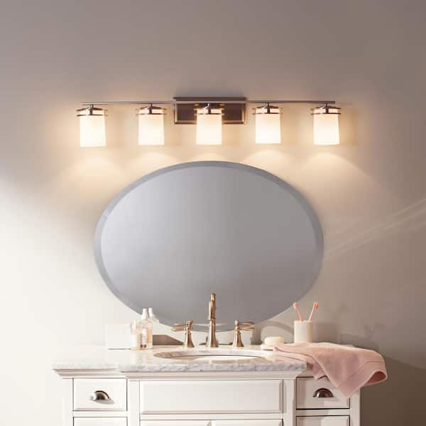 5 Light Brushed Nickel Vanity, Kichler Bathroom Vanity Lighting