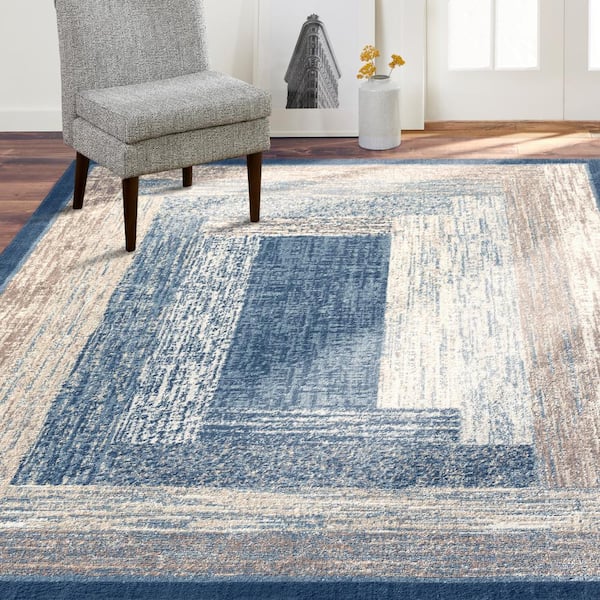 Royalty Vega Blue/Ivory 8 ft. x 10 ft. Geometric Polypropylene Area Rug