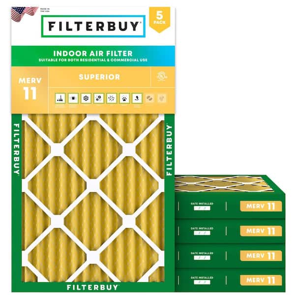 17 in. x 25 in. x 2 in. MERV 11 (FPR 7) Allergen Defense Pleated HVAC AC Furnace Air Filters Replacement (5-Pack)