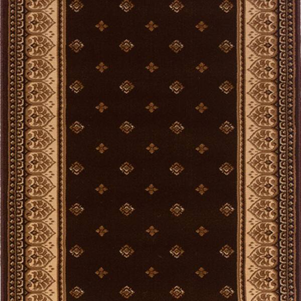 Natco Sapphire Fleur De Lis Chocolate 26 in. x Your Choice Length Stair Runner