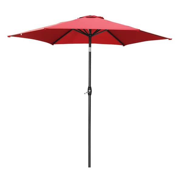 OVASTLKUY 9 ft. Market Patio Outdoor Umbrella with Crank in Red