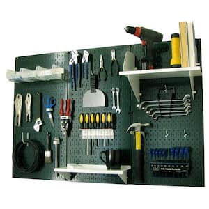 32 in. x 48 in. Metal Pegboard Standard Tool Storage Kit with Green Pegboard and White Peg Accessories