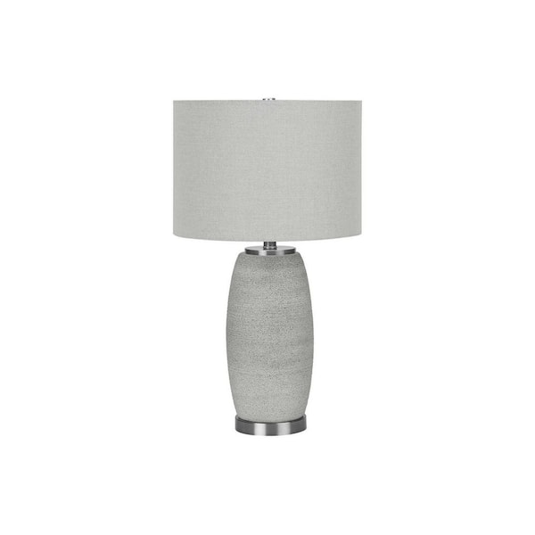 Modern 25 in. H Table Lamp with Grey Shade, Grey Ceramic