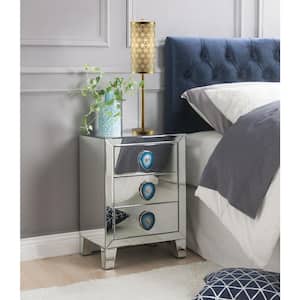 Filip Mirrored and Faux Agate Nightstand