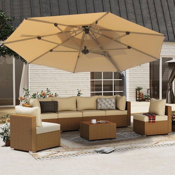 10 Cantilever Patio Umbrella UPF 50+ Sun Shade, Hydraulic Lift