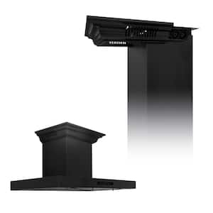 36 in. 400 CFM Ducted Vent Wall Mount Range Hood in Black Stainless Steel with Built-in CrownSound Bluetooth Speakers