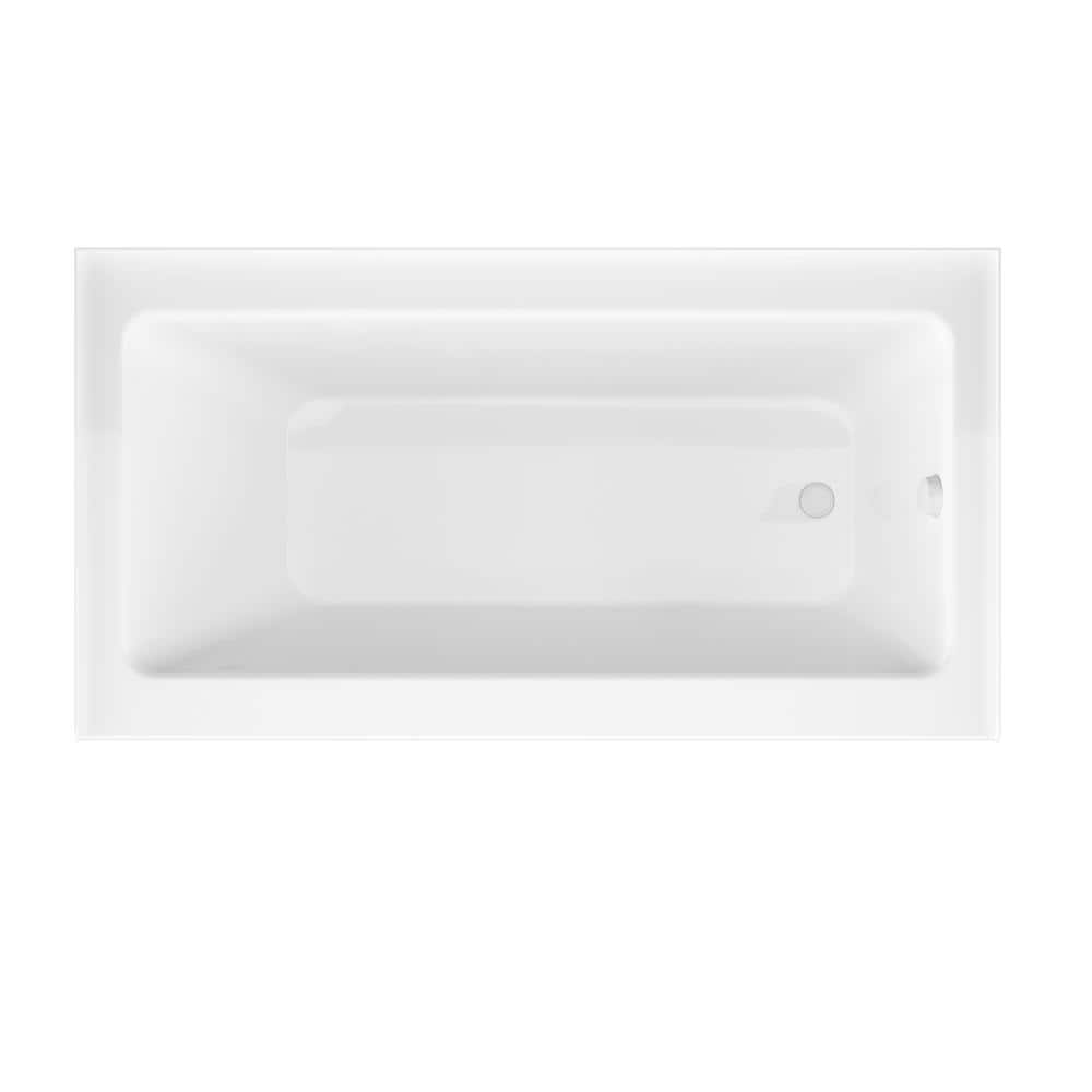 White Acrylic Right Drain Rectangle Tub with Frameless Brushed Nickel Door