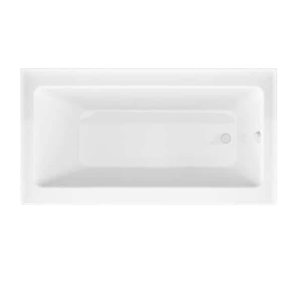 ANZZI 5 ft. Right Drain Tub in White with 48 x 58 in. Frameless 