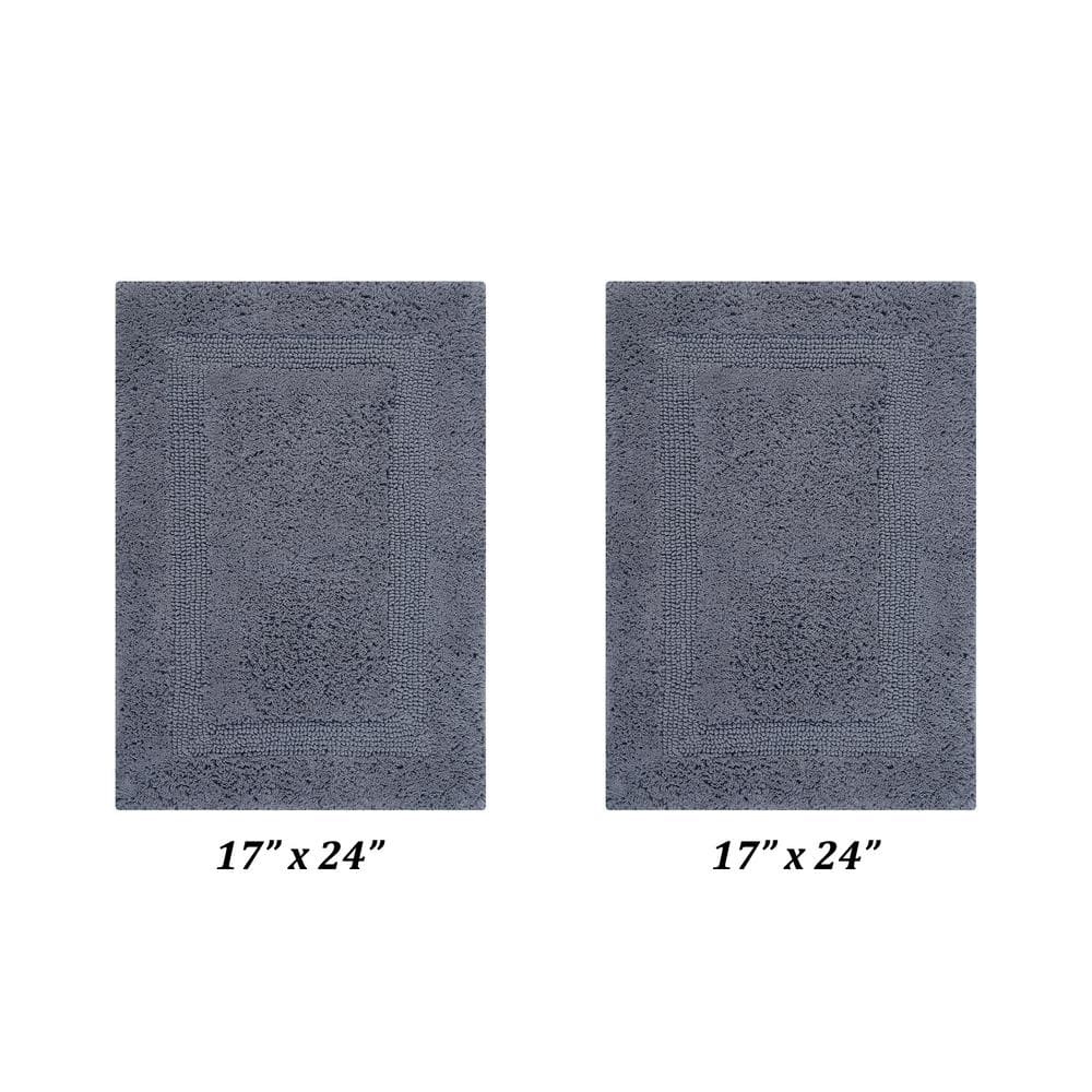 Luxurious Gray Cotton Tufted Reversible Bath Rug Set