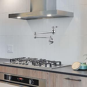 Wall Mount Pot Filler with Double Joint Swing Arms in Chrome