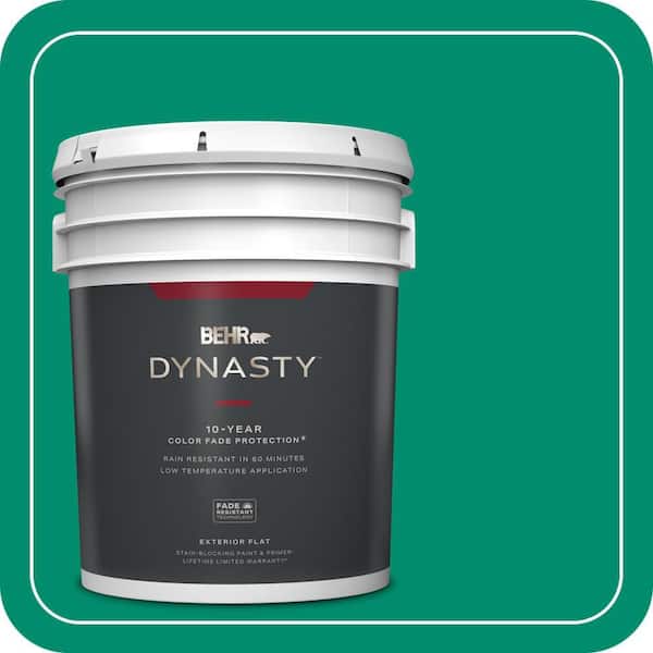 BEHR DYNASTY 5 gal. #S-G-470 Festive Green Flat Exterior Stain-Blocking Paint & Primer