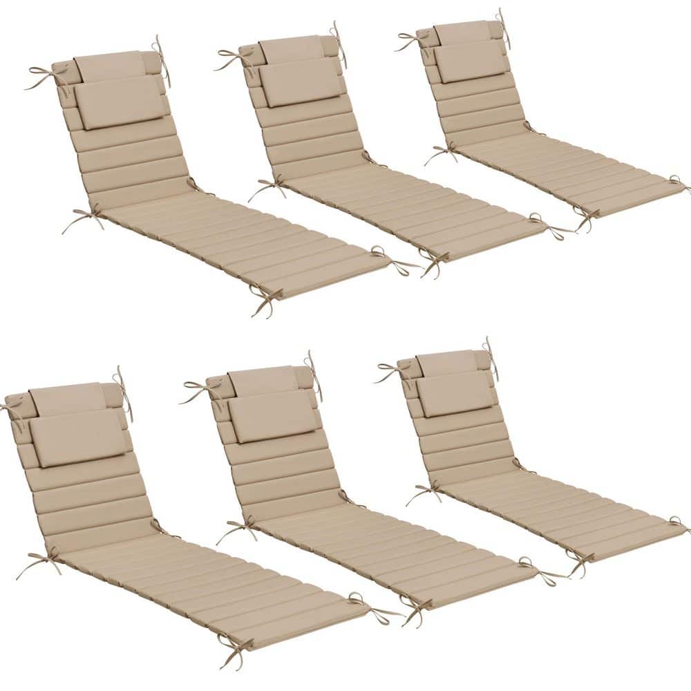 6 Pieces Patio Chaise Lounge Cushions withPillows and Straps 71 in. x 21 in. Replacement Outdoor Chair Cushions in Beige price history on PriceWatchPro