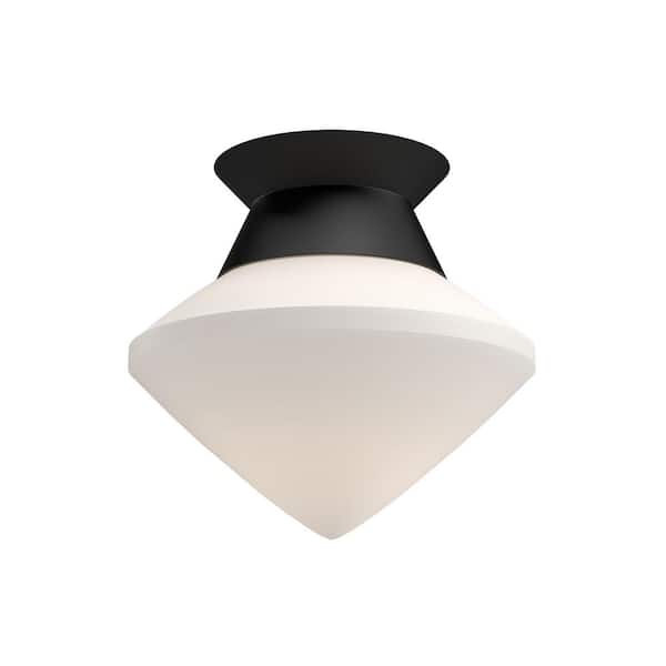 ALORA MOOD Nora 8 in. 1 Light 60-Watt Matte Black/Opal Matte Glass Flush Mount