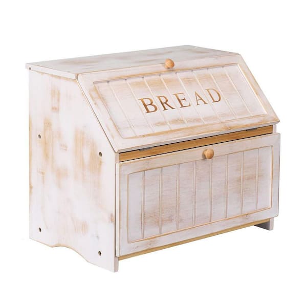 Lynzavix 1 Piece Vintage Double Layer Large Capacity Wooden Bread