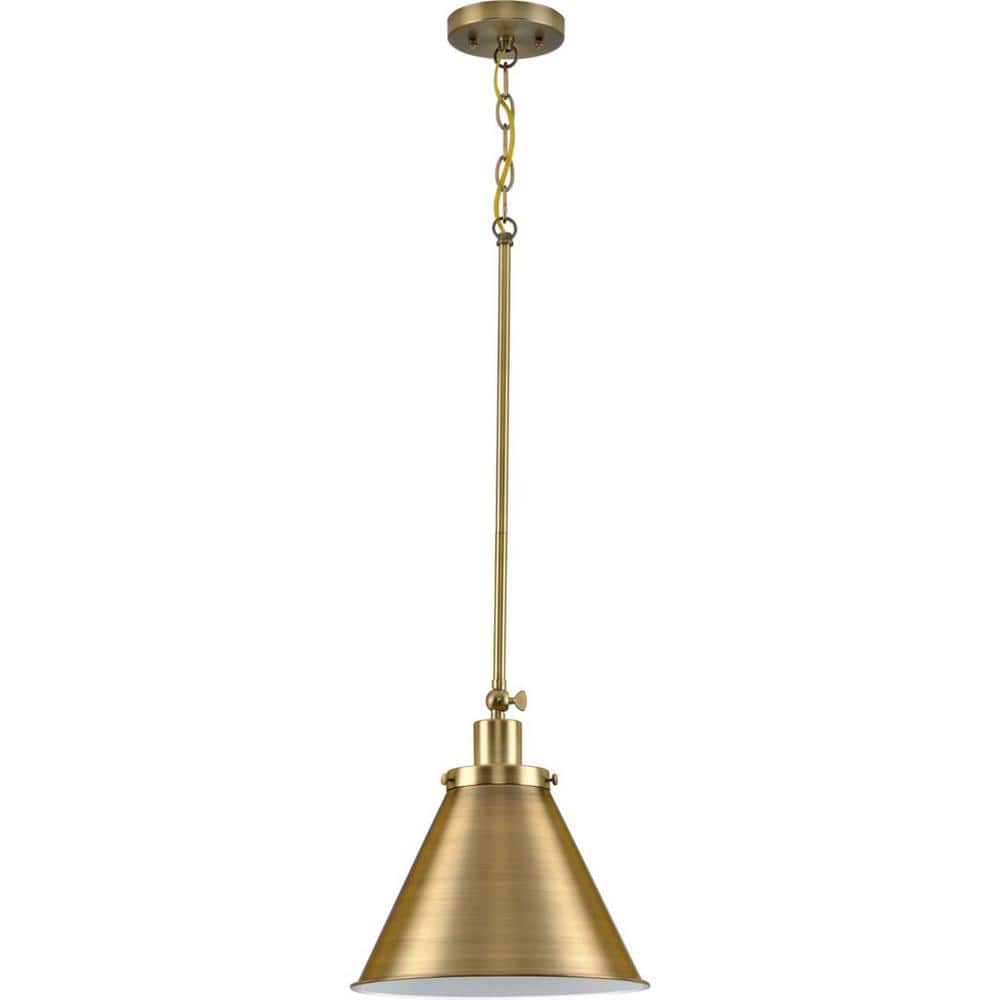 Hinton Vintage Brass 12.25" Pendant Light with Metal Shade