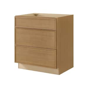 Leyton 30 in. W x 24 in. D x 34.5 in. H Ready to Assemble Plywood Slim Shaker Drawer Base Kitchen Cabinet in White Oak