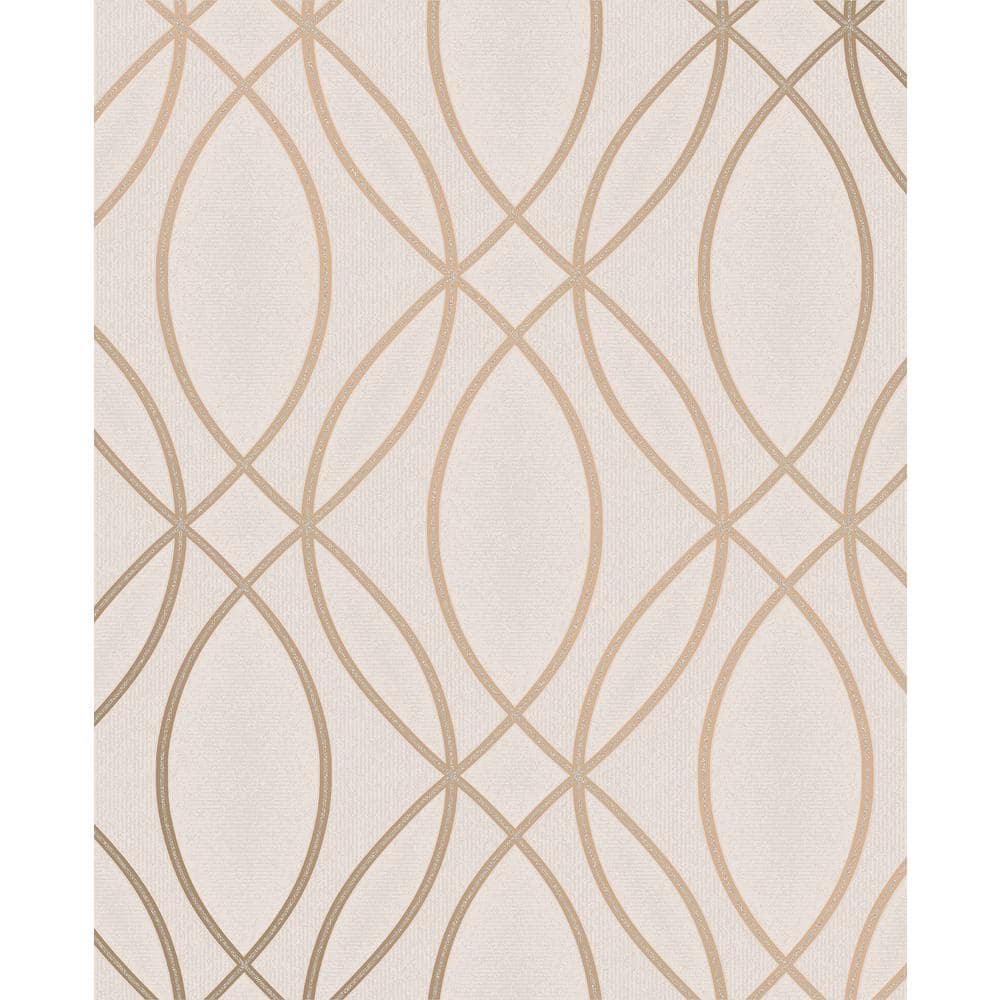 Lisandro Rose Gold Geometric Lattice Vinyl Peelable Wallpaper (Covers 56.4 