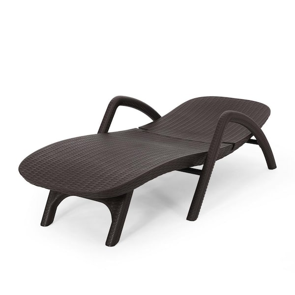 Unbranded 1-Piece Dark Brown Wicker Outdoor Chaise Lounge with Adjustable Backrest
