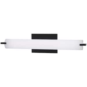 Tube 6.5 in. Black LED Vanity Light Bar with Cased Etched Opal Glass Shade