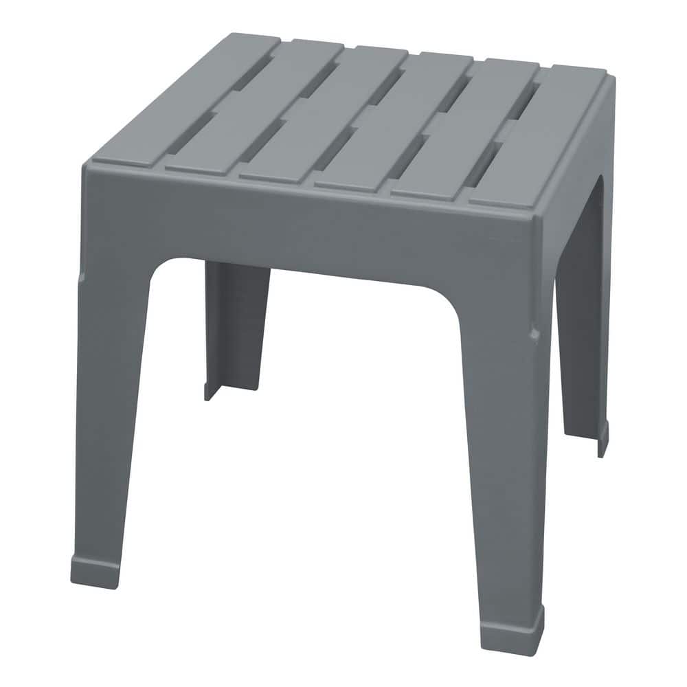Big Easy Stack Gray Square Resin 18 in. Outdoor Side Table (2 Pack)