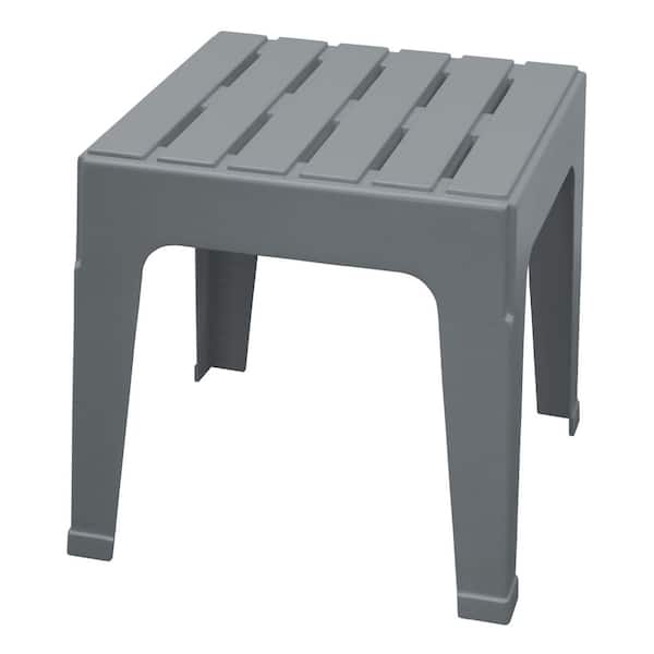 Adams Big Easy Stack Gray Square Resin 18 in. Outdoor Side Table (2 Pack)