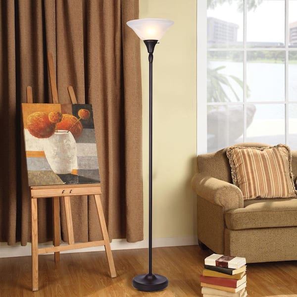  Lavish Home 72-TORCH-3 Torchiere Floor Lamp-Standing Light With  Sturdy Metal Base And Marbleized Glass Shade-Energy Saving Led Bulb  Included-By (), Brushed Silver : Everything Else