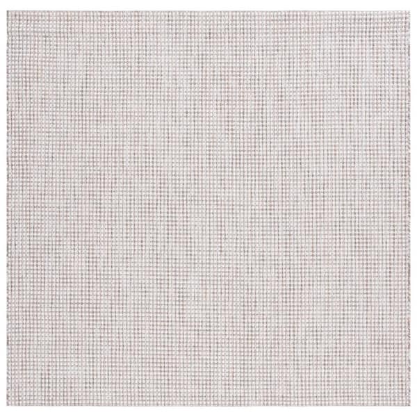 SAFAVIEH Courtyard Ivory/Gray 7 ft. x 7 ft. Woven Geometric Indoor/Outdoor Square Area Rug