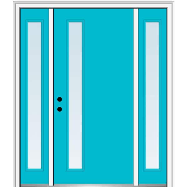 MMI Door 68.5 in. x 81.75 in. Viola Right-Hand Inswing 1-Lite Clear Low-E Painted Fiberglass Prehung Front Door with Sidelites