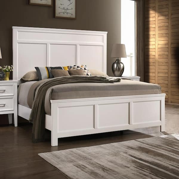 New Classic Furniture Andover White Wood Frame Queen Panel Bed