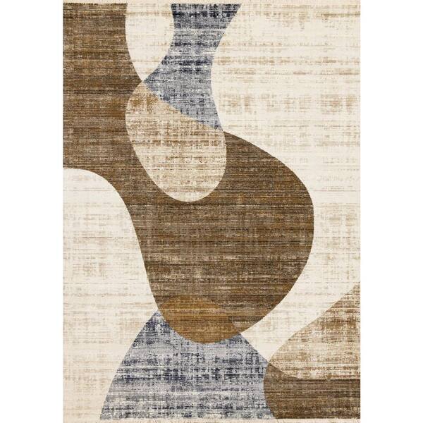 Blue 8 ft. x 10 ft. Woven Abstract Rectangle Indoor Area Rug