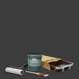 1 gal. Black Extra Durable Semi-Gloss Enamel Interior Paint and 5-Piece Wooster Set All-in-One Project Kit