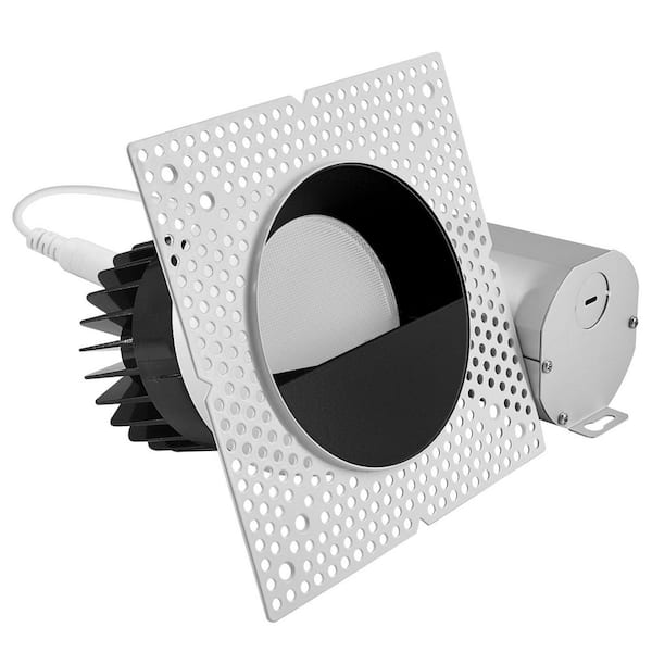 4 in. Integrated LED Trimless Recessed Light with Wall Washer Trim, 25W 2000LM, 5CCT, 38°, Dimmable, CRI90 White + Black