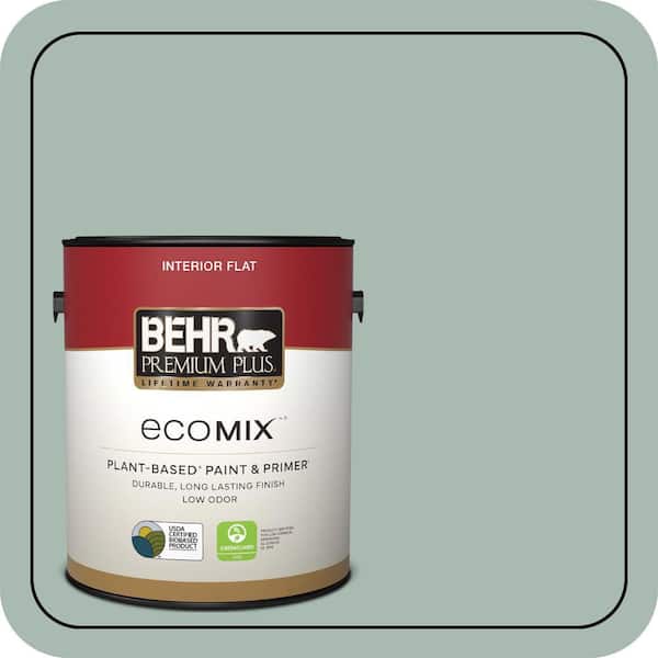 1 gal. #BXC-85 Quiet Teal Flat EcoMix Plant-Based Interior Paint & Primer