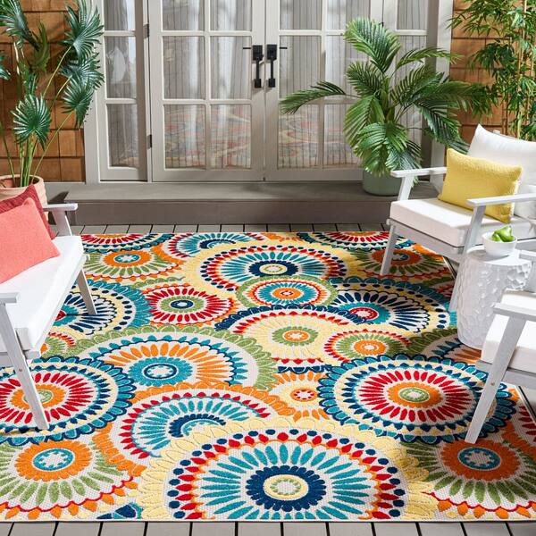 Cabana 11 x 15 Blue/Ivory Floral Area Rug