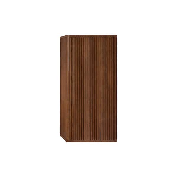 14.17 in. W x 11.41 in. D x 29.52 in. H Bathroom Storage Wall Cabinet in Walnut