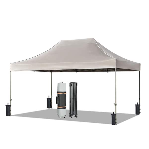 Avex 10 ft. x 15 ft. Khaki Pop-Up Outdoor Canopy Tent Heavy Duty Party Tent with Removable Sidewalls