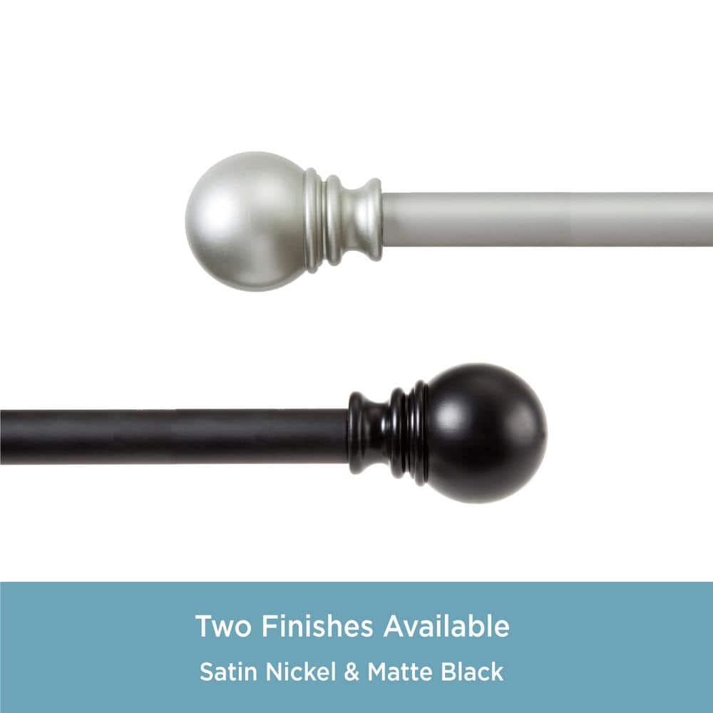 Layla Matte Black Adjustable Curtain Rod with Ball Finials