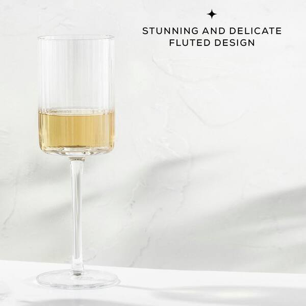 JoyJolt Elle 11.5 oz. Fluted Cylinder White Wine Glasses Set (Set of 2)  JG10301 - The Home Depot