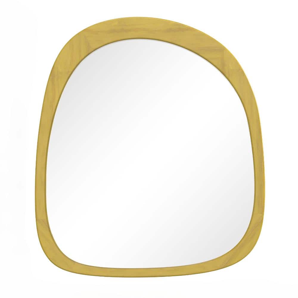 24" W x 27" H Irregular Wood Framed, Wall Bathroom Mirror Vintage Decorative Mirror and full body mirror in Gold